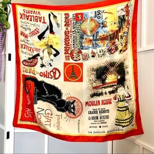 vintage Reflets D'Art scarf with Cabaret posters